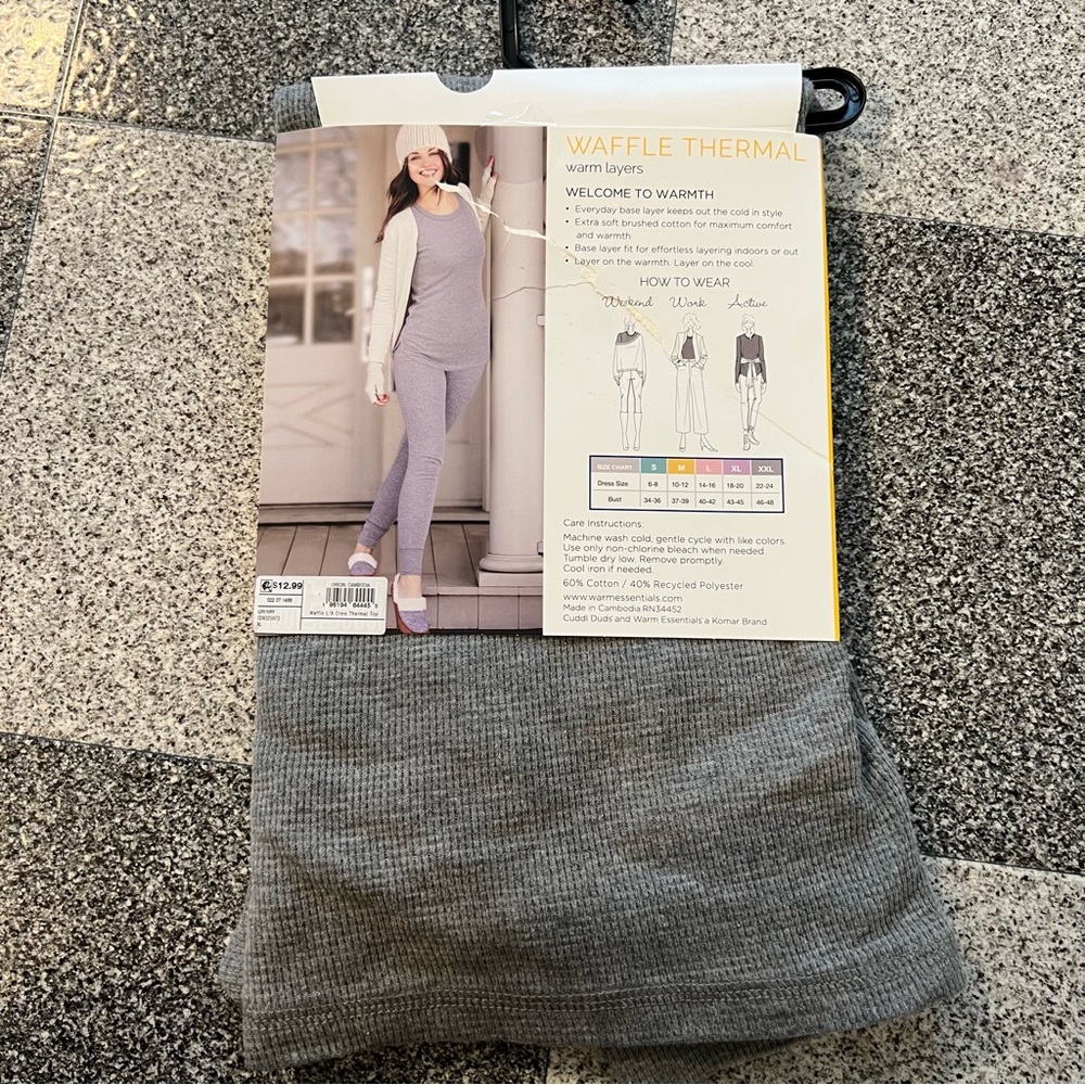 ❤️3/$15 NWT Cuddl Duds Womens Waffle Thermal Long Sleeve Shirt in  Gray, Size XL - Picture 3 of 4